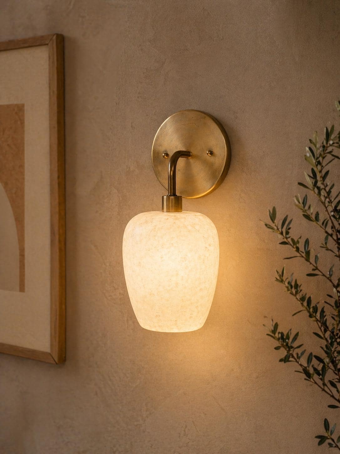 White Alabaster Wall Lamp, Natural Stone Light Fixture, Unique Wall Lamp, Elegant Ambient Lighting for Home Décor”