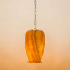 Alabaster Stone Pendant Lamp. Natural Stone Hanging Light, Alabaster Ceiling Light, natural Brown Stone