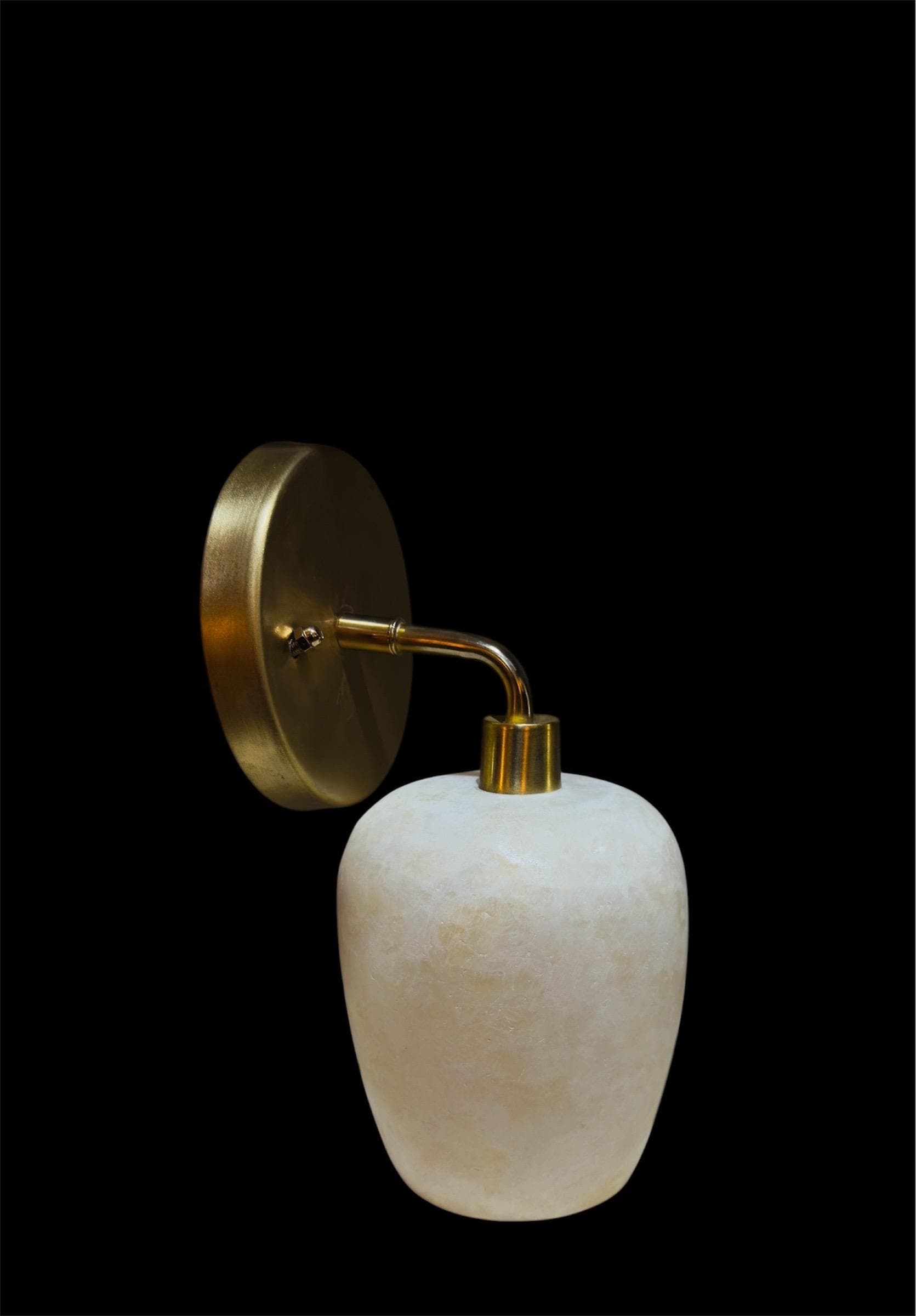 White Alabaster Wall Lamp, Natural Stone Light Fixture, Unique Wall Lamp, Elegant Ambient Lighting for Home Décor”