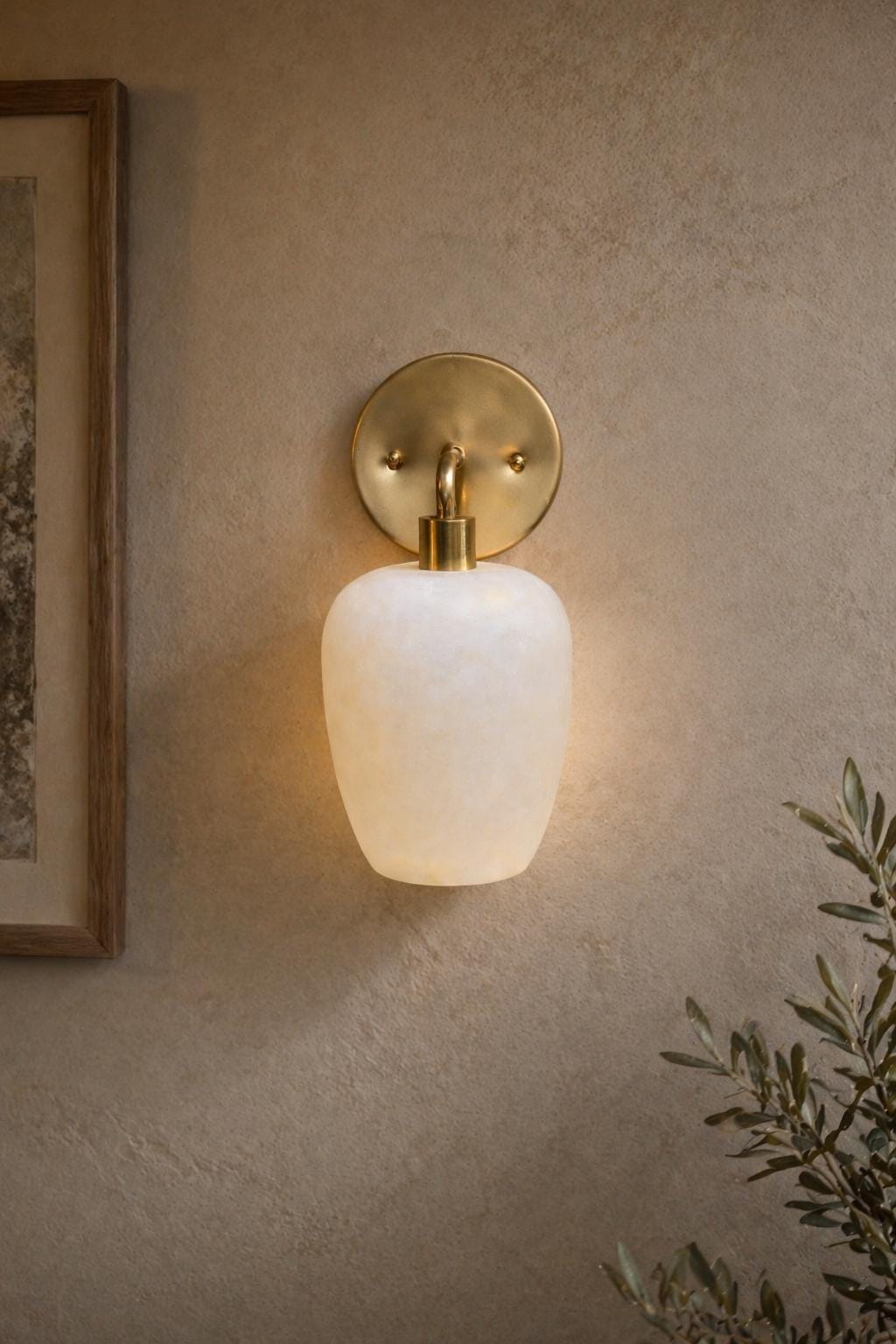White Alabaster Wall Lamp, Natural Stone Light Fixture, Unique Wall Lamp, Elegant Ambient Lighting for Home Décor”