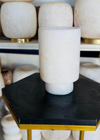 Alabaster Tea Light Holder Coupe, White Alabaster Stone Candle Holder. Egyptian White Alabaster Candle Holder. Flat Alabaster