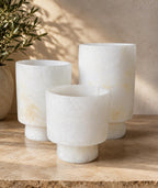 Alabaster Tea Light Holder Coupe, White Alabaster Stone Candle Holder. Egyptian White Alabaster Candle Holder. Flat Alabaster