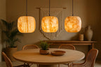 Natural Brown alabaster pendant light with black cord. Cieling Lights . Hanging Lamps
