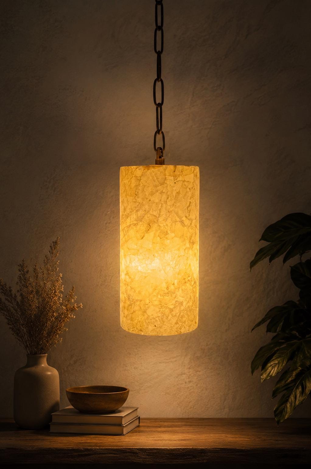 White Alabaster Stone Pendant Lamp. Ceiling light. Natural Alabaster Stone Hanging Lamp