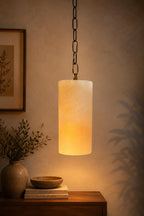 White Alabaster Stone Pendant Lamp. Ceiling light. Natural Alabaster Stone Hanging Lamp