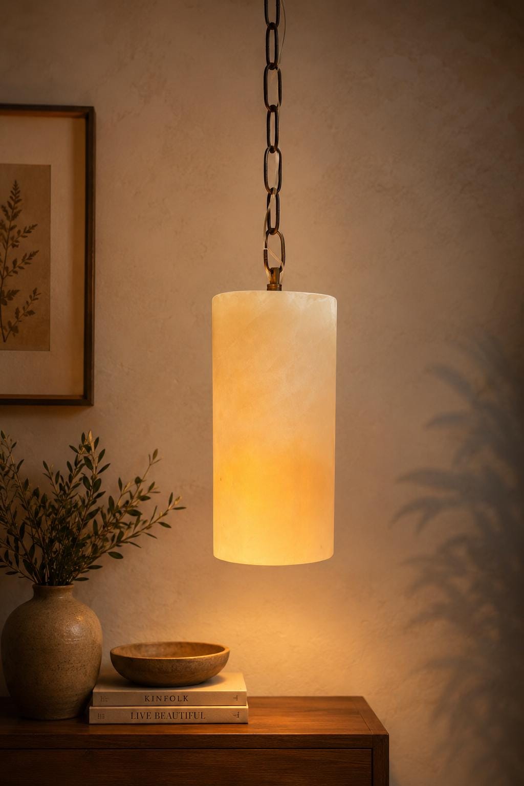 White Alabaster Stone Pendant Lamp. Ceiling light. Natural Alabaster Stone Hanging Lamp