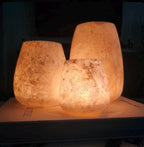 Alabaster Candleholders - Oval. White Alabaster Stone Candle Holder. Egyptian White Alabaster Candle Holder. Tea Light Candle